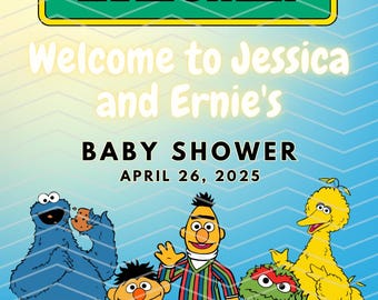 Sesame Street Party Welcome Sign: Editable Template (PNG File)