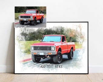 Custom Car Portrait Drawing from Photo, Custom Truck Sketch from Photo, Custom Portrait Wall Art Sketch of Truck from Photo,Gift for Car Guy