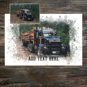 Custom Truck Portrait Painting Wall Arts,Personalized Car Watercolor Portrait From Photo,Unique Gift for Truck Driver,Truck Union Wall Decor