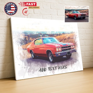 Custom Car Portrait from Photo, Watercolor portrait from Car photo, Vintage Car Watercolor Print, Gift for Car Guys, Wall Hanging Decor