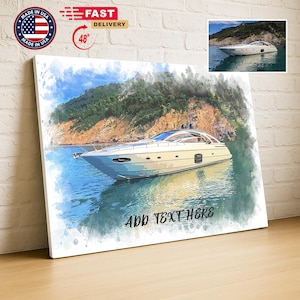 Custom Boat portrait, Gift for Boat lover, Personalized Watercolor Boat Sketch,Boat painting from photo,Gifts for dad,Christmas Gift for Him