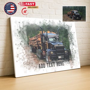 Custom Truck Portrait Painting Wall Arts, Personalized Car Watercolor Portrait From Photo, Unique Gift for Truck Driver, Wall Hanging Decor