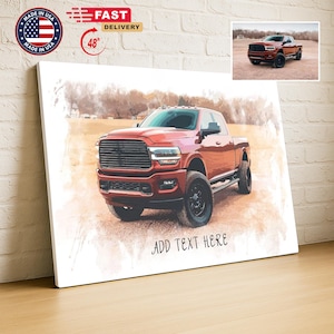 Custom Pickup Truck Portrait Drawing from Photo, Custom Truck Sketch from Photo, Custom Car Portrait For Truck Driver, Gifts for Father Him