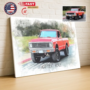Custom Car Portrait Drawing from Photo, Custom Truck Sketch from Photo, Custom Portrait Wall Art Sketch of Truck from Photo, Gift For Him