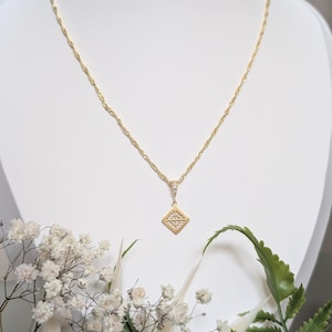 Paj Ntaub Cutout Necklace Hmong Inspired 18K Gold Plated
