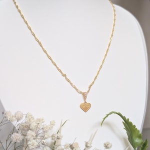 Hmong Inspired Dainty Heart Micro Twisted Chain 18K Gold Plated Necklace