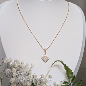 White Diamond Necklace Hmong Inspired 18K Gold Plated