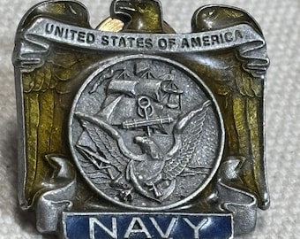 Pin antiguo de la Marina de los EE. UU. con águila, Legión Americana, Patriótico Militar, Esmaltado, EE. UU.