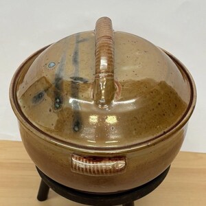Vintage Studio Pottery Lidded Casserole Artist Signed Stoneware MCM