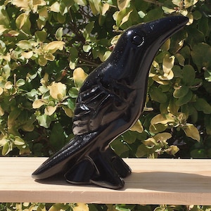 5''Natural Obsidian Carved Crow,Crystal Quartz Skull,Hand carving,Home Decor,Crystal healing,Halloween Gift 1PC zdjęcie 2