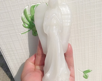 5.2"Natural White jade Quartz Crystal,Angel Carved,Crystal Quartz Skull,Hand carving,Home Decor,Crystal healing,Halloween EnergyGift 1pc