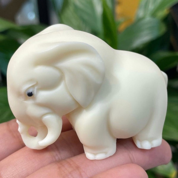 2 "noce Tagua naturale genuina, elefante intagliato, intaglio a mano, decorazioni per la casa, regalo di energia curativa 1 PC