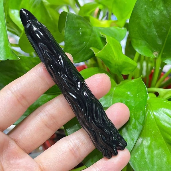 3.2"Natural Obsidian Quartz Crystal, Finger Carved ,Crystal Quartz Skull,Hand carving,Home Decor,Crystal healing,Halloween Energy Gift1pc