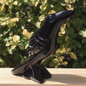 5''Natural Obsidian Carved Crow,Crystal Quartz Skull,Hand carving,Home Decor,Crystal healing,Halloween Gift 1PC zdjęcie 5