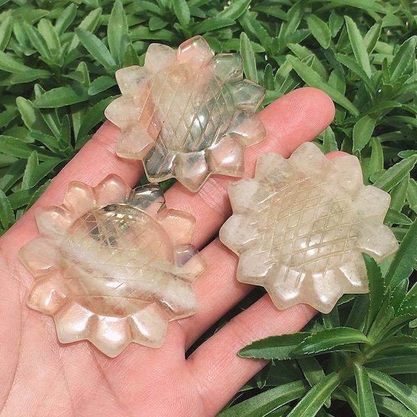 2"Natural Citrine Carved Flower Crystal Quartz,Head Carved,Home Decor,Crystal healing,Energon Crystal,Crystal gift1PC