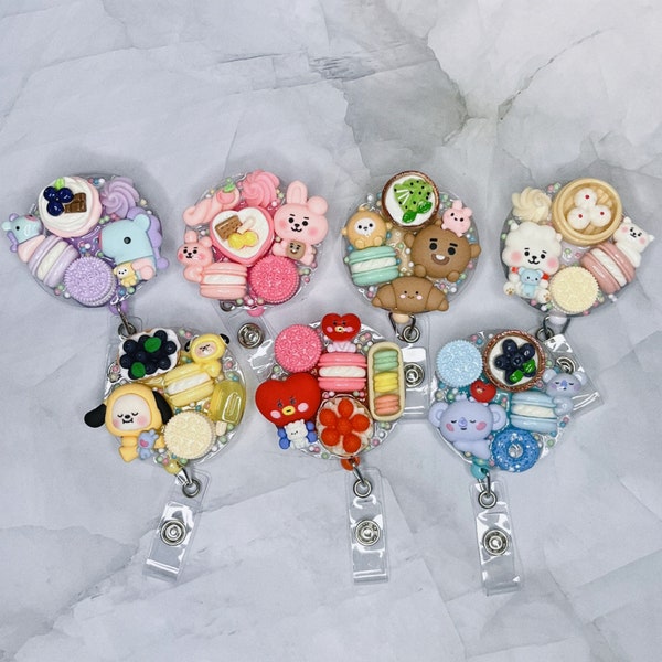 Enrouleur pour badge kawaii BT21 / enrouleur pour clip ceinture / 2 pouces