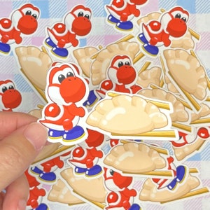 Gyoza Yoshi sticker / Kawaii matte sticker