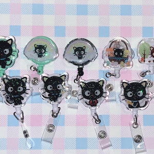 Kawaii badge reel / belt clip /chocolate cat / 4cm acrylic