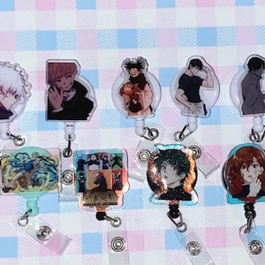 kawaii jujutsu kaisen acrylic badge reel / belt clip reel / 4cm