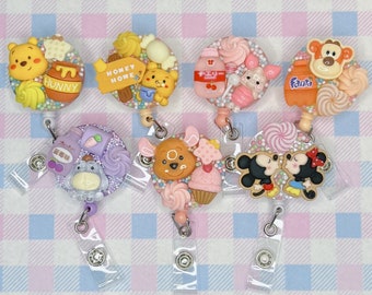 kawaii Disney themed badge reel / belt clip / Winnie the Pooh / mickey and minnie