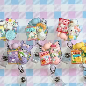 kawaii belt clip badge reel / cute kitty ID holder