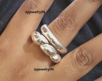 Twisted Dome Two Ring Chunky Dome Stackable Chunky Silver Ring, Statement Dome Ring, Chunky Dome Ring, Sterling Silver Jewelry