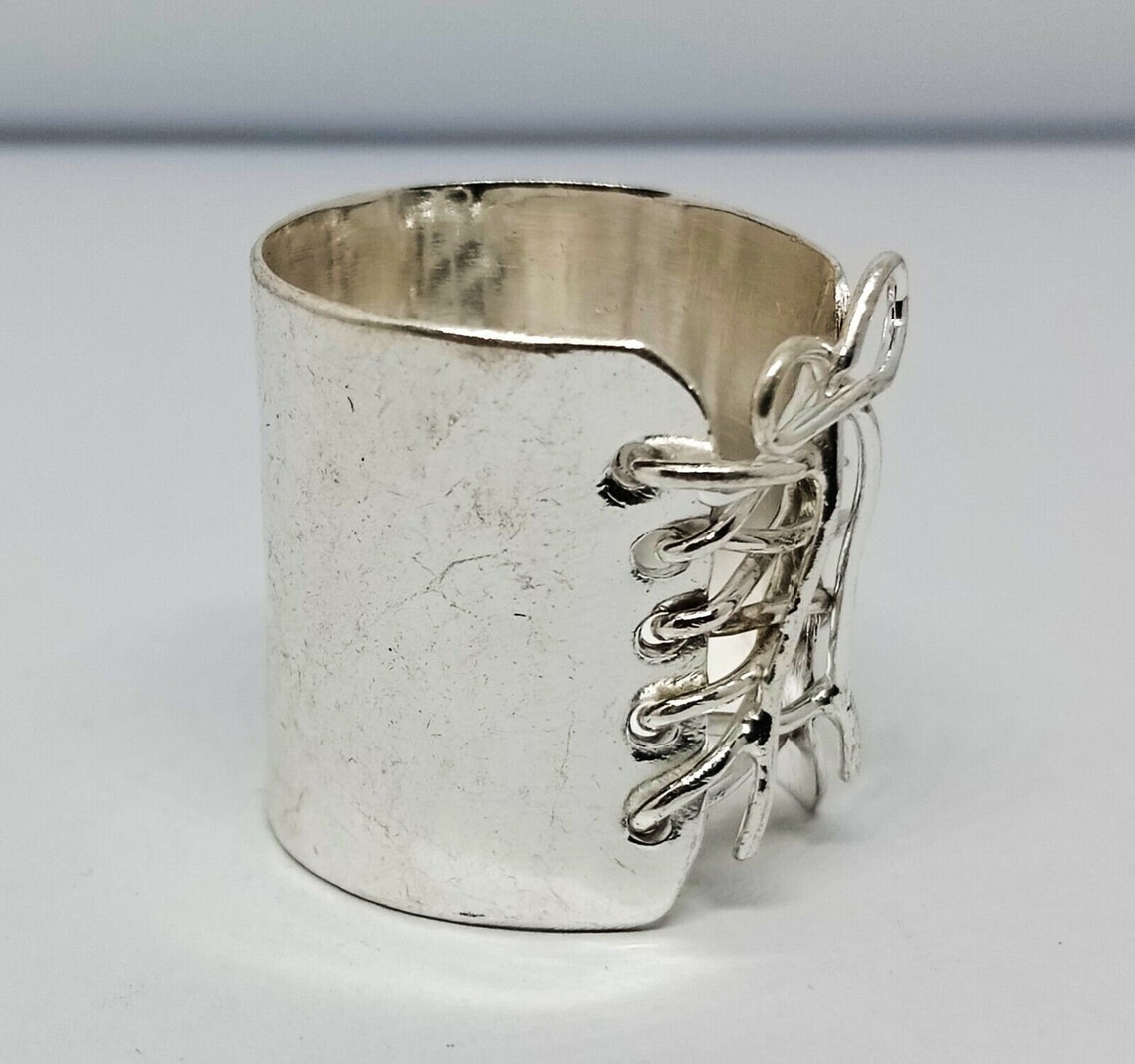Shoes Band Ring Chunky Dome Stackable Chunky Silver Ring, Statement ...