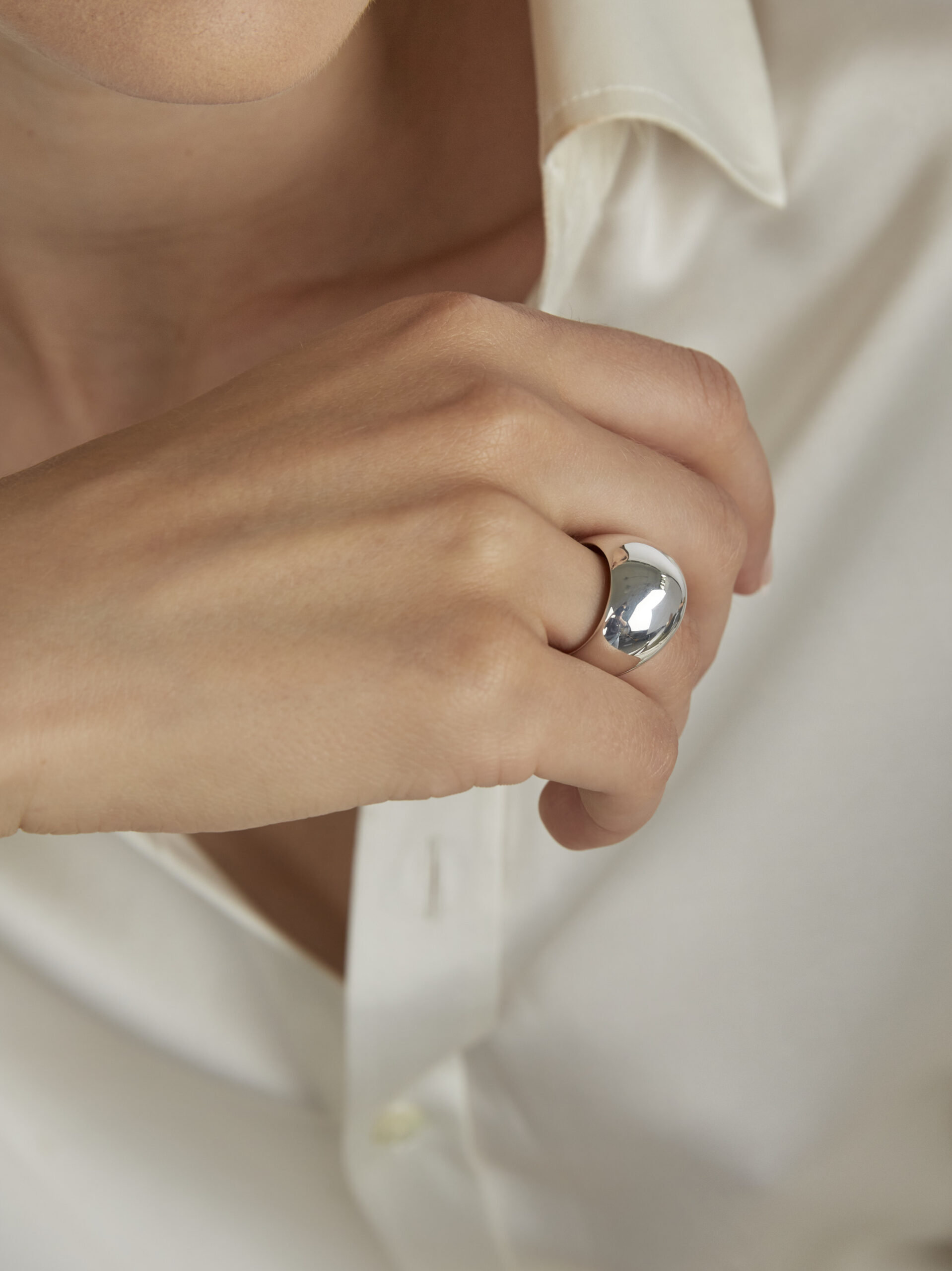 Chunky Large Dome Ring Thick Wide Band Ring 925 Sterling