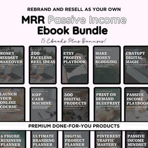MRR Passive Income eBook Bundle, Master Resell Right Digital Product, PLR Done For You Lead Magnet, Digital Marketing, Faceless Marketing