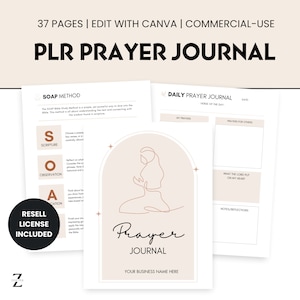 PLR Prayer Journal, Bible Journal, PLR Journal Template, Lead Magnet Template for Coach, Resell Rights Journal, Done For You Product