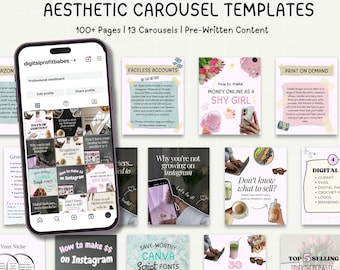 100 Aesthetic Instagram Carousel Templates, MRR PLR Carousels, DFY Social Media Marketing, TikTok Carousel Templates | Threads Marketing