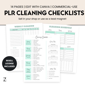 PLR Cleaning Checklists, PLR Digital Product, Commercial Use Cleaning Checklists, Resell Rights, Editable Cleaning Checklists