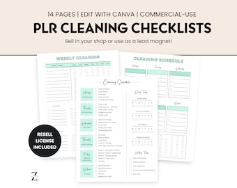 PLR Cleaning Checklists, PLR Digital Product, Commercial Use Cleaning Checklists, Resell Rights, Editable Cleaning Checklists