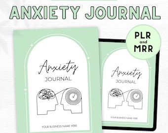 Diario de ansiedad PLR MRR: Plantilla de Canva, derechos de reventa (descarga digital)