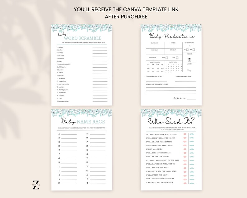 PLR Baby Shower Games, PLR Product, PLR Party Printables, Resell Rights