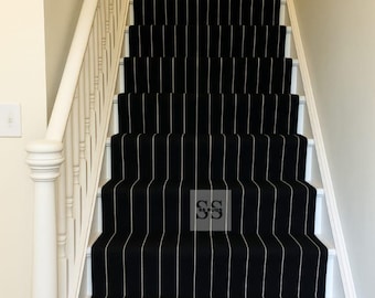 Hand Tufted Wool Runner Rug: Black & White Hallway Corridor Rug