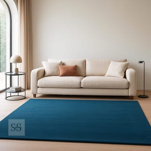 Luxury Hand Tufted Rugs Solid Deep Blue Wool Area Rugs For Livingroom Bedroom Kitchen Nursery Entryway Office 5x8 6x9 8x10 9x12 Custom Rug