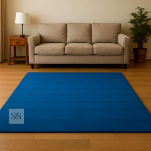 Hand Tufted New Zealand Wool Rug: Deep Blue Solid Area Rug