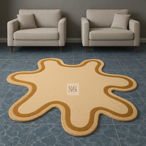Abstract Irregular Shaped Tufted Wool Rug 100% New Zealand Wool Rug Premium Quality For Living Room Bedroom Dining Room Available in 8x10etc