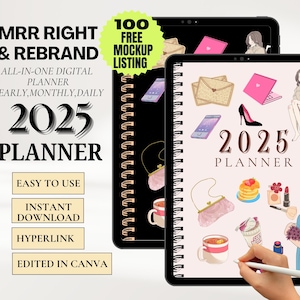 MMR PLR 2025 Planner, All In One Digital Planner with Resell Rights for Goodnotes, Notability, iPad & Tablet Aesthetic Planner,Plr Journal