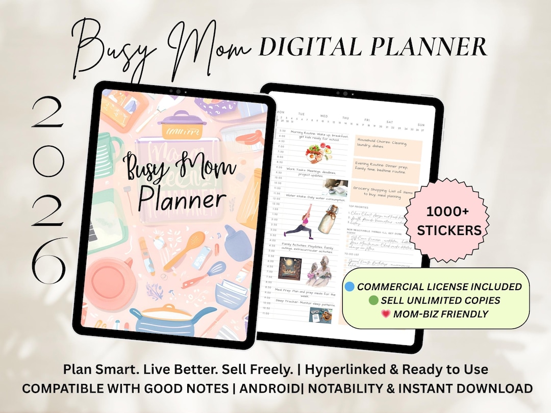Busy Mom Digital Planner 2026, iPad Goodnotes and Notability Life ...