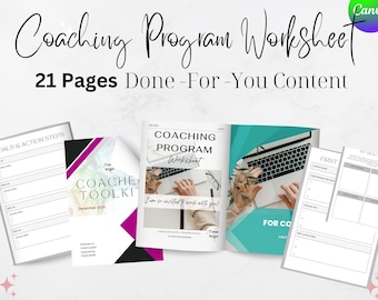 Coaching Program Worksheet: 21-Page Canva Templates