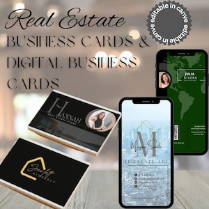 2 Double-Sided Real Estate Business Card,Real Estate Marketing,Real Estate Logo,Realtor Business Branding,Editable Digital Business Cards