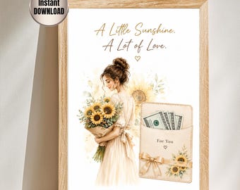 Sunflower Money Gift Printable | Birthday Cash Gift for Her | Flower Money Holder | DIY Money Card | A4 Printable | Instant Download