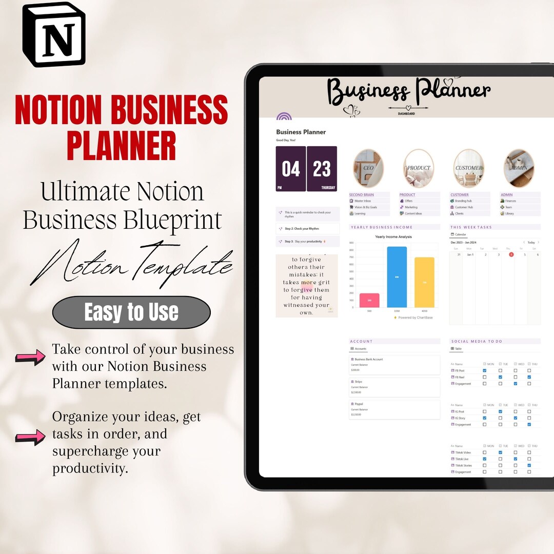 Notion Business Planner Template: Client Dashboard & Project Management ...