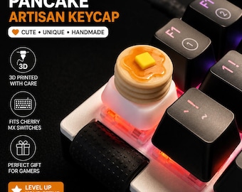 Pancake Stack Artisan Keycap for Cherry MX Mechanical Keyboard – Cute Breakfast Keycap – Gamer Desk Setup Gift