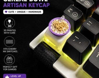 Cereal Bowl Artisan Keycap for Cherry MX Mechanical Keyboard – Cute Breakfast Keycap – Gamer Desk Setup Gift