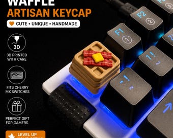 Waffle Stack Artisan Keycap for Cherry MX Mechanical Keyboard – Cute Breakfast Keycap – Gamer Desk Setup Gift