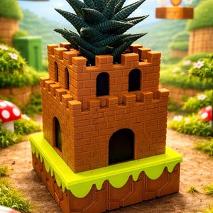 Maceta Castillo de Super Mario – Maceta para plantas friki impresa en 3D – Decoración de videojuegos retro