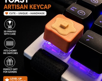 Butter Toast Artisan Keycap for Cherry MX Mechanical Keyboard – Cute Breakfast Keycap – Gamer Desk Setup Gift